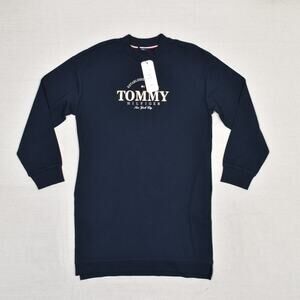 NEW Tommy Hilfiger Women Sweater Dress Long Sleeve Crew Neck Cotton Blue Size XL